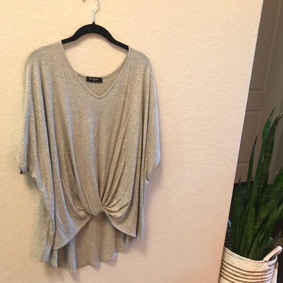 botanique Tops - Plus Size Ribbed Twist Tee